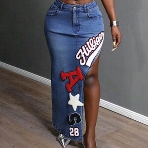 Blue Denim Maxi Skirt